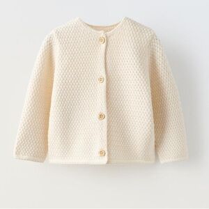 NWT Zara organic cotton blend 2 in 1 rustic sweater jacket 1-3M